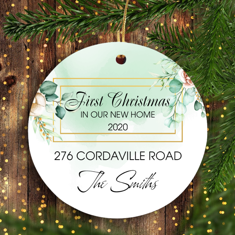 An Chéad Nollaig inár dteach nua 2020 lánúin phósta gleoite nua - Ornáid ceirmeach Nollag uathúil