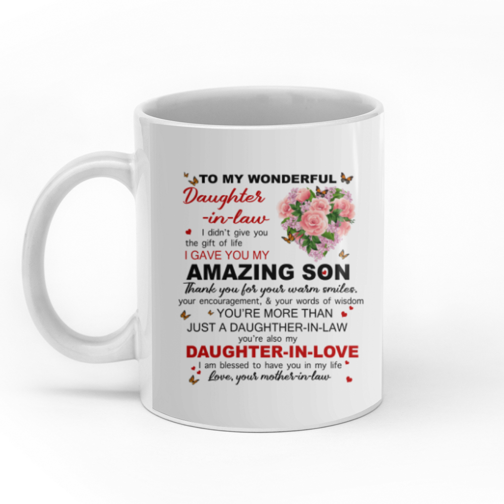 Mother in law to my wonderful daughter in law personalised gift customized mug coffee mugs gifts custom christmas mugs