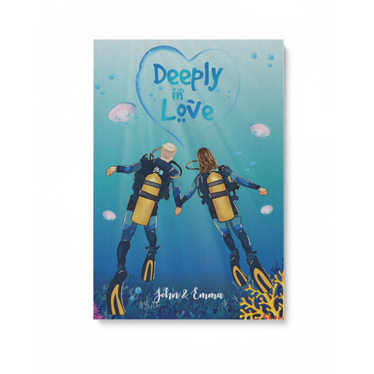 Deeply In Love Personalized Scuba Diving Couple 16x24in Matte Canvas