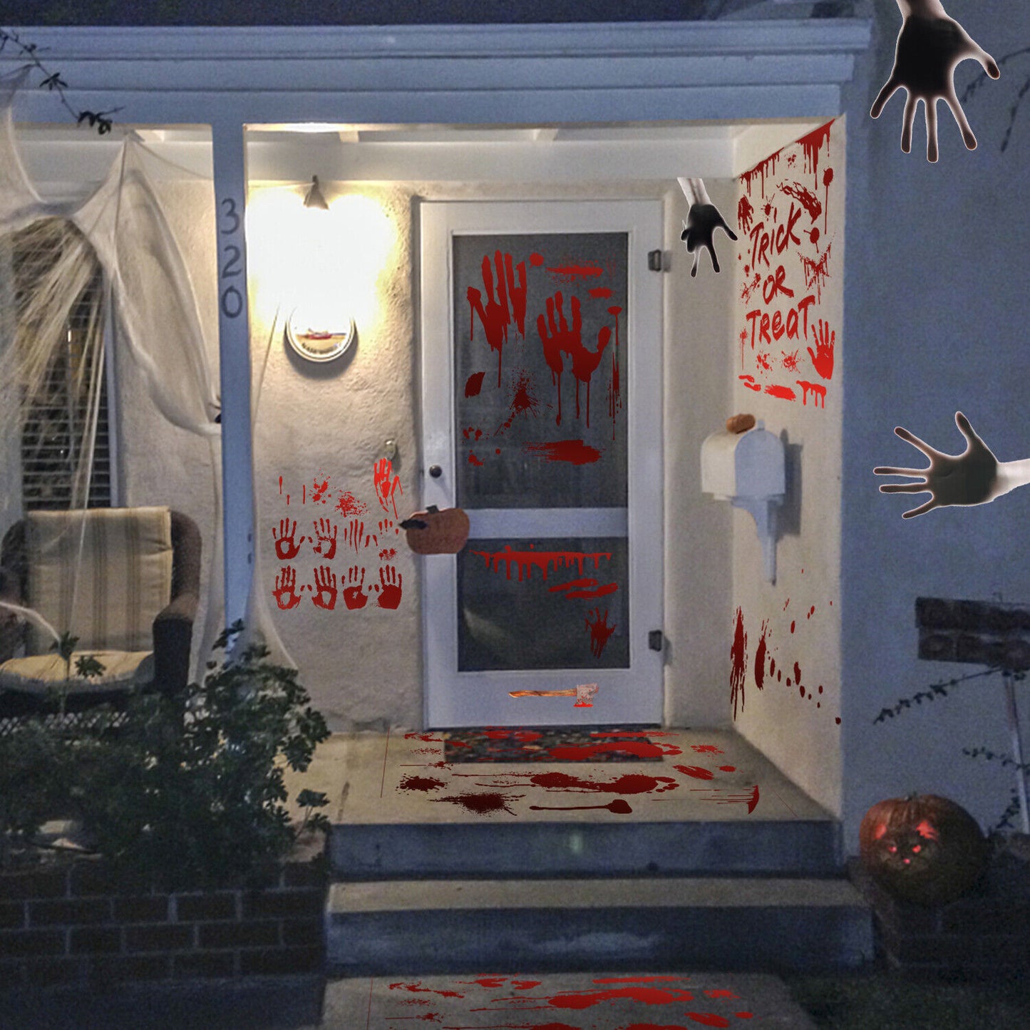 Halloween Bloody Knives Hanging Haunted Scary Horror Banner Window Wall Sticker