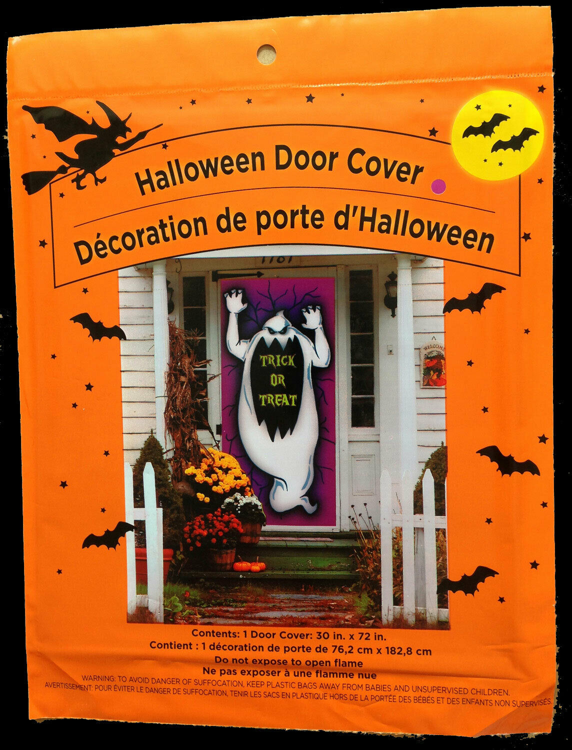 Spooky Ghost-TRICK or TREAT-DOOR COVER MURAL Halloween Party Prop Decoration-NEW