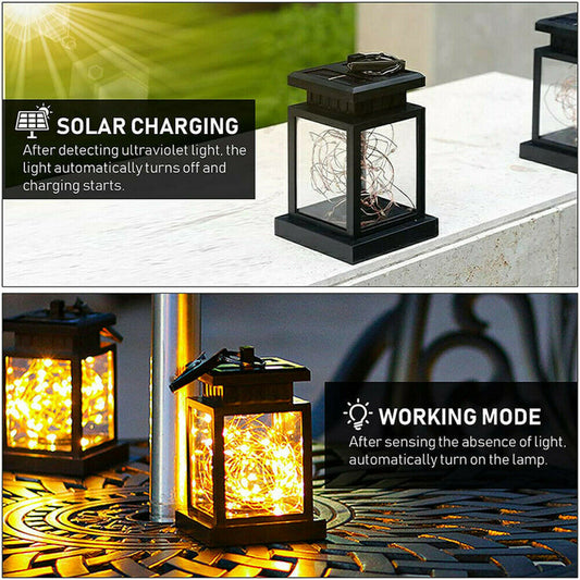 Solar Lantern Hanging Light LED Waterproof Yard Outdoor Patio Garden Yard Lamp warm white string