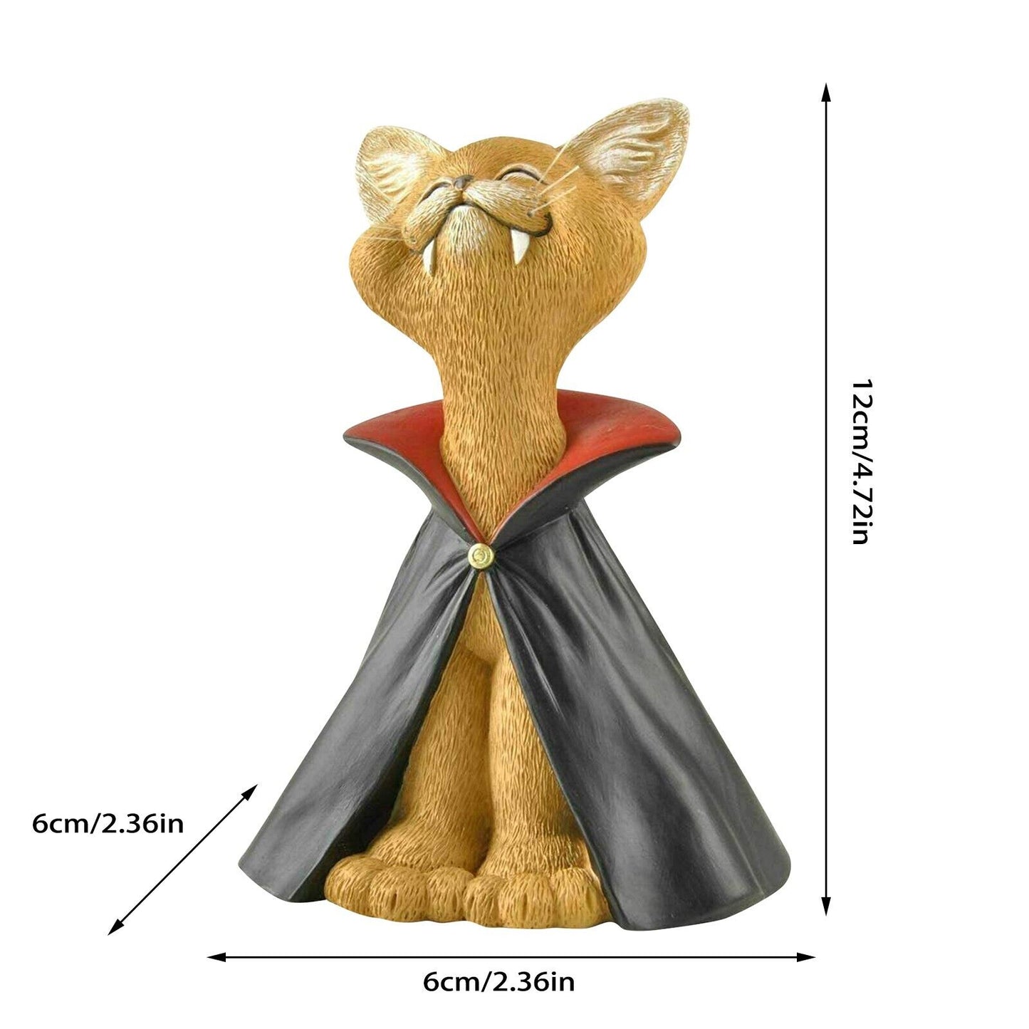 Whimsical Black-Cat Vampire-Dracula Figurine Collectible-Halloween Decoration A