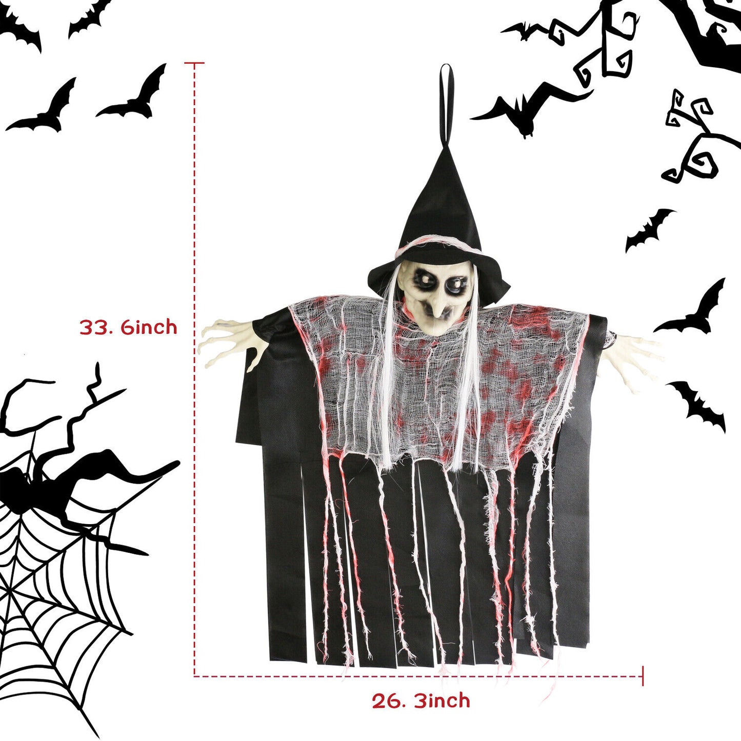 Halloween Decorations Hanging Animated Witch Haunted House Prop Outdoor Indoor