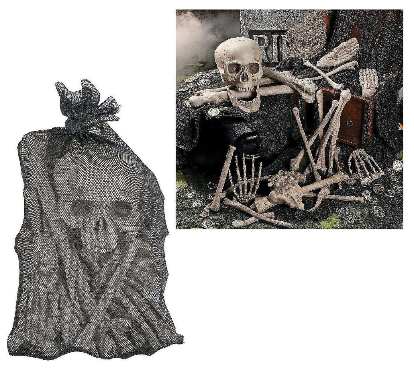 Bag of Skeleton Bones 28 Piece Set Halloween Decor