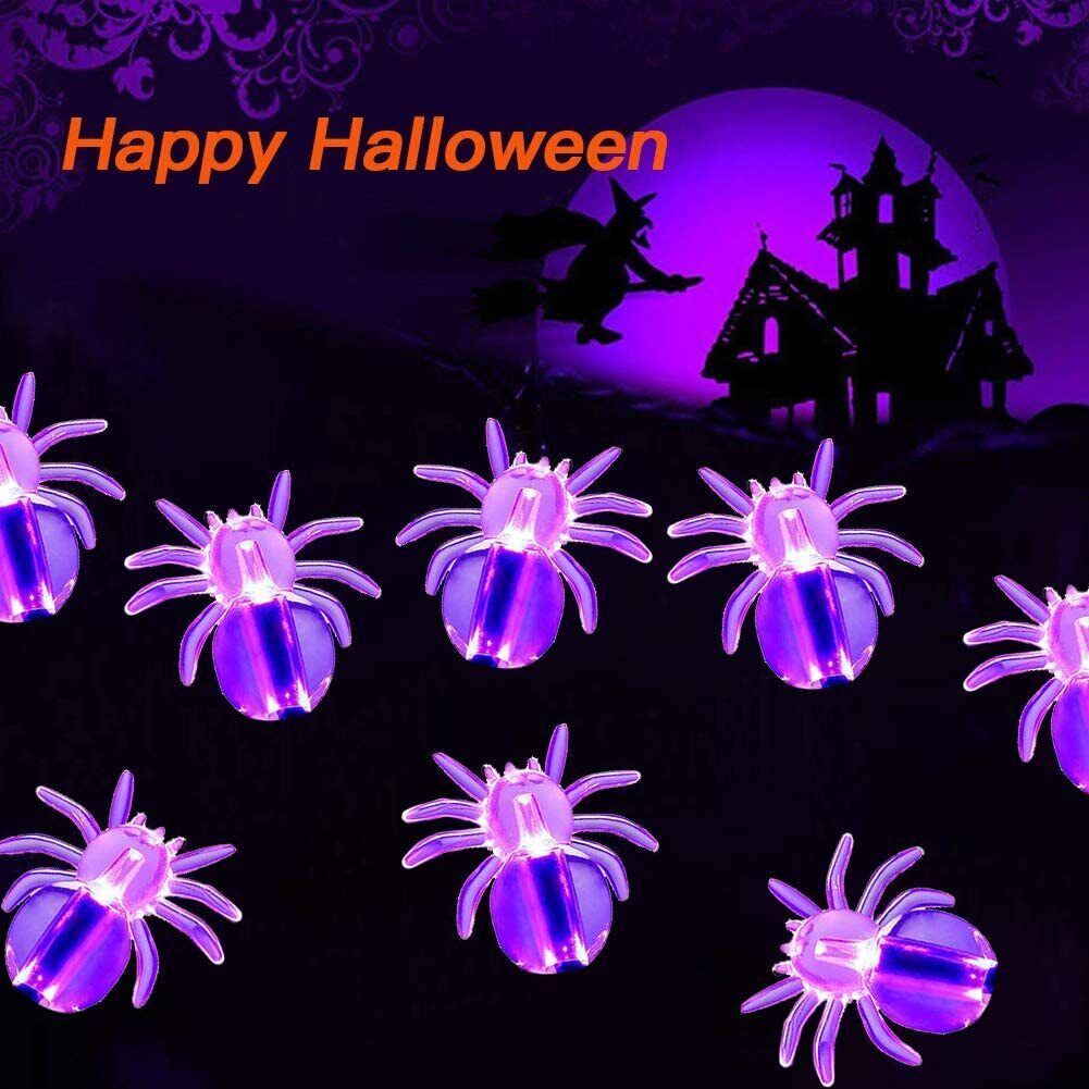 LED Halloween Purple Spider Decor String Lights for Halloween Outdoor Indoor US