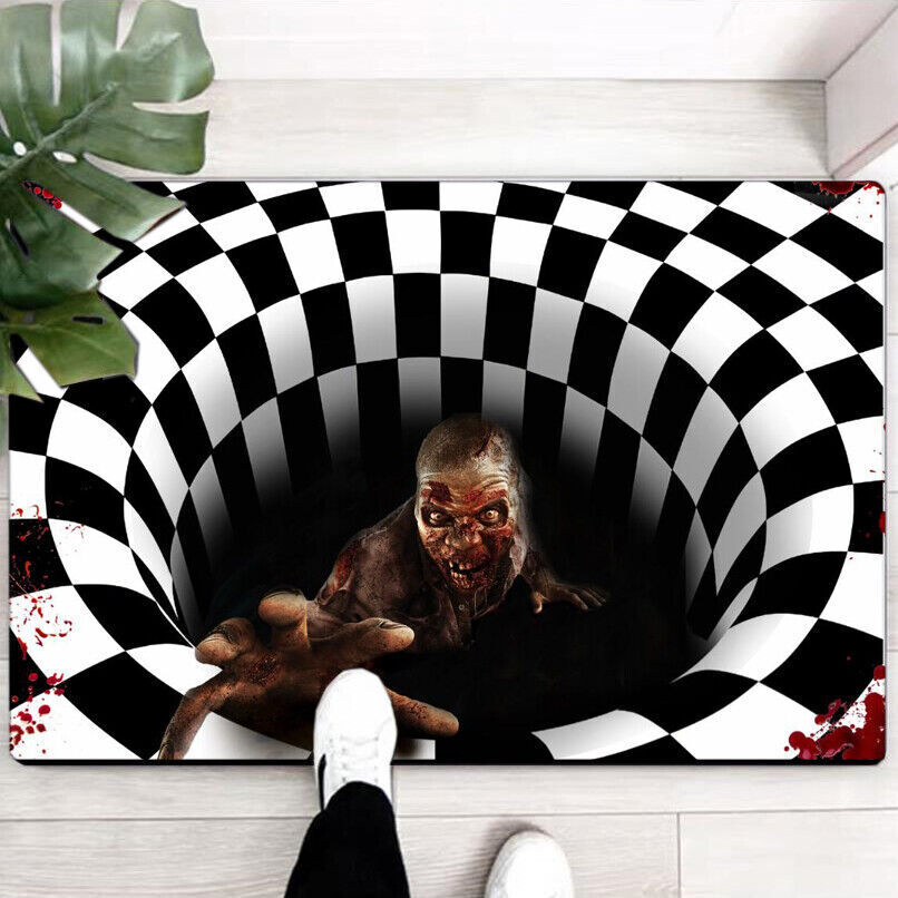 Oíche Shamhna Seomra Clown Rug Scary Cairpéad Uafásach Fáilte Maisiú Baile Mat Doras US