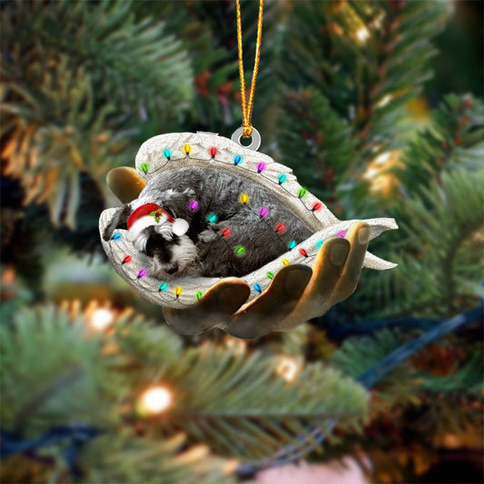 Schnauzer Sleeping Angel In God Hand Christmas Ornament Godmerch Ornament - Best gifts your whole family