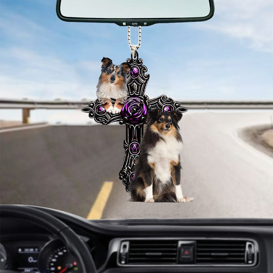 Shetland Sheepdog Pray For God Car Hanging Ornament Dog Pray For God Ornament Godmerc - Best gifts your whole family