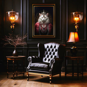 The Queen Cat's Portrait Poster, Vintage Gothic Aesthetic, Home Decor, Victorian Vampire, Gothic Portrait, Halloween Poster - Best gifts your whole family