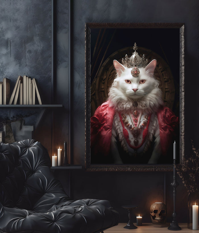 The Queen Cat's Portrait Poster, Vintage Gothic Aesthetic, Home Decor, Victorian Vampire, Gothic Portrait, Halloween Poster - Best gifts your whole family