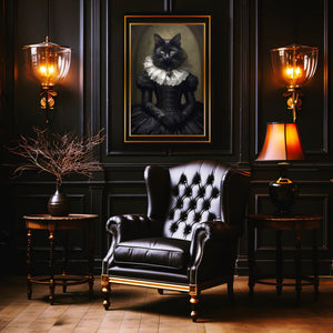 The Timeless Elegance of the Black Cat Duchess, Vintage Gothic Aesthetic, Home Decor, Victorian Vampire, Halloween Poster - Best gifts your whole family