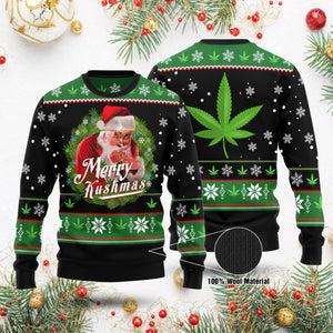 Cannabis Ugly Christmas Sweater, Merry Kushmas Funny Christmas Sweater, Marijuana Leaf Ugly Sweater, Funny Christmas Gift Idea