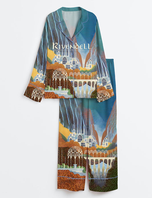 Women’s Lord Of The Rings Rivendell Travel Long Sleeve Satin Pajama Set