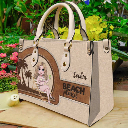 Beach Please - Personalized Sea Lover Leather Handbag
