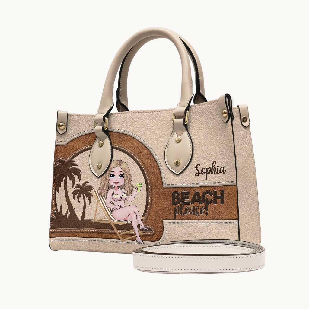 Beach Please - Personalized Sea Lover Leather Handbag