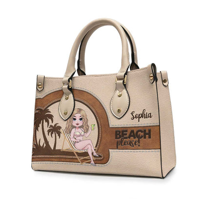 Beach Please - Personalized Sea Lover Leather Handbag