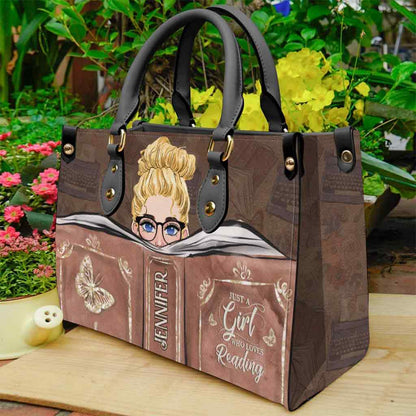 Just A Girl Who Loves Reading - Personalized Book Leather Handbag