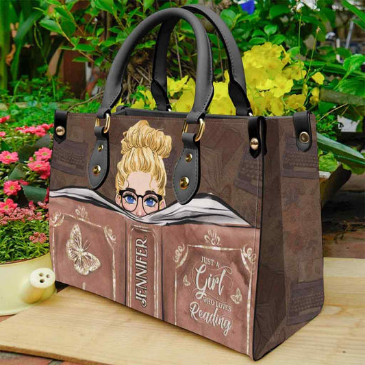 Just A Girl Who Loves Reading - Personalized Book Leather Handbag