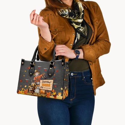 Important Nana Stuff - Personalized Grandma Leather Handbag
