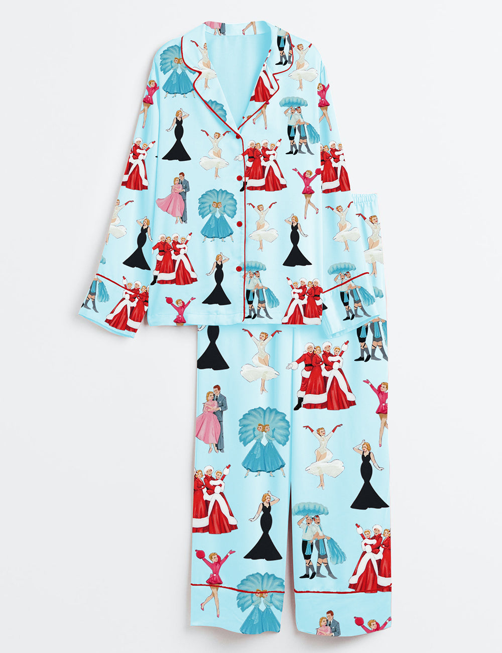 Women's White Christmas Movie Satin Pajama Set 