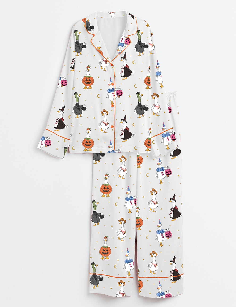 Women’s Halloween Goose Long Sleeve Satin Pajama Set