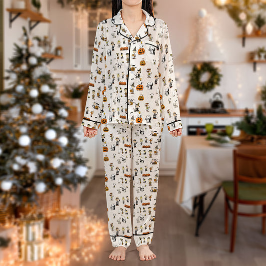 Halloween Party Pajama Set – Cute Pumpkin and Ghost Pajamas | Cozy Pajama Gift Set, Girl Pajamas, Fall Sleepwear, Cute Pajamas for My Love, Halloween Pajamas for Women HPRPJMADL-13