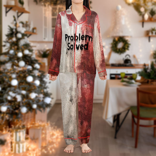 Problem Solved Pajama Set – Funny Horror Style Pajamas | Cozy Pajama Gift Set, Cute Pajamas for My Love, Family Pajamas for Women, Men, Kids & Youth HPRPJMADL-20