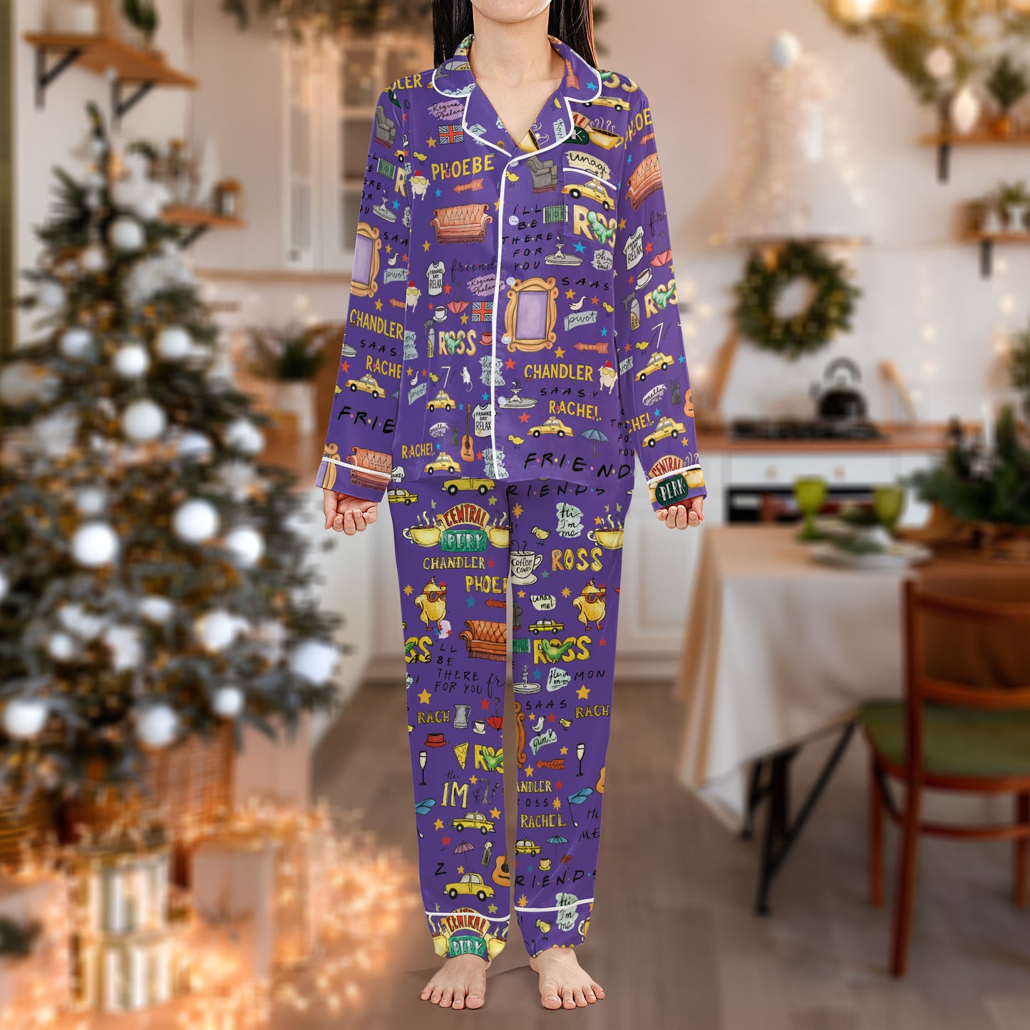 Friends TV Show Pajama Set – Purple Retro Pajamas | Cozy Pajama Gift Set, Cute Pajamas for My Love, Family Pajamas for Women, Men, Kids & Youth HPRPJMADL-23