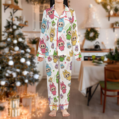Cute Cartoon Animal Pajama Set – Colorful Bunny Print Pajamas | Cozy Pajama Gift Set, Cute Pajamas for My Love, Family Pajamas for Women, Men, Kids & Youth HPRPJMADL-25