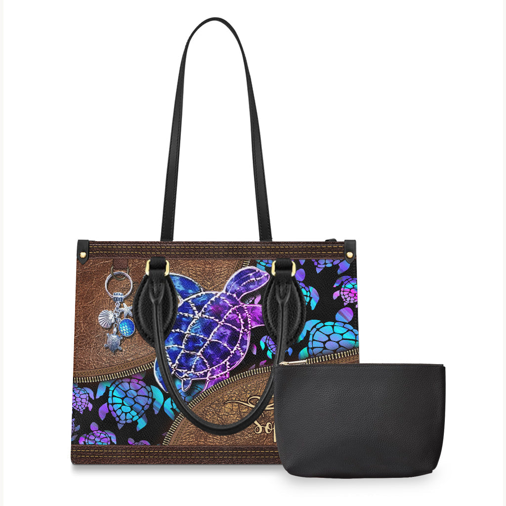 Salty Lil' Beach - Personalized Turtle Leather Handbag