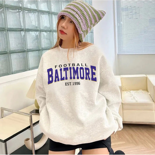 Baltimore Football Sweatshirt, Baltimore Shirt Retro Style 90s Vintage Unisex Crewneck, Graphic Tee Gift For Football Fan Sport.