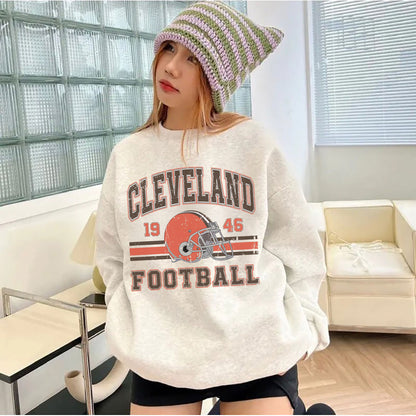 Cleveland Football Sweatshirt, Cleveland Shirt Retro Style 90s Vintage Unisex Crewneck, Graphic Tee Gift For Football Fan Sport