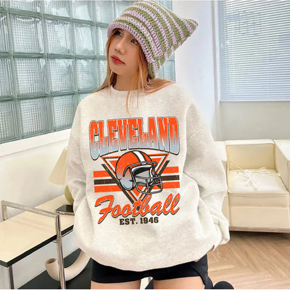 CLEVELEND FOOTBALL EST 1946 Football Sweatshirt, CLEVELEND FOOTBALL EST 1946 Shirt Retro Style 90s Vintage Unisex Crewneck, Graphic Tee Gift For Football Fan Sport