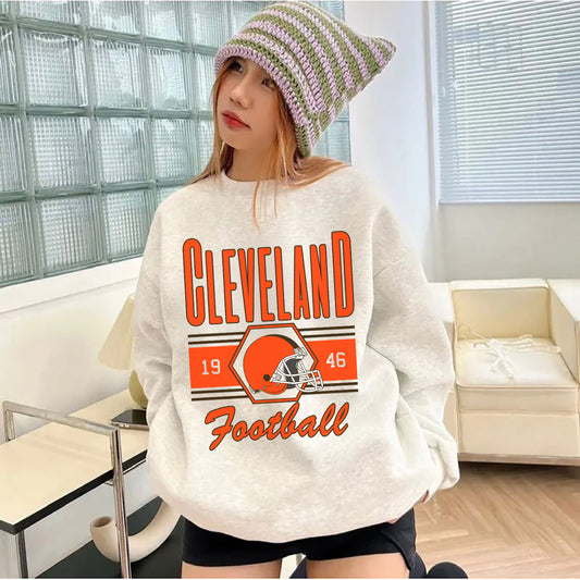 Cleveland Football Sweatshirt, Cleveland Shirt Retro Style 90s Vintage Unisex Crewneck, Graphic Tee Gift For Football Fan Sport
