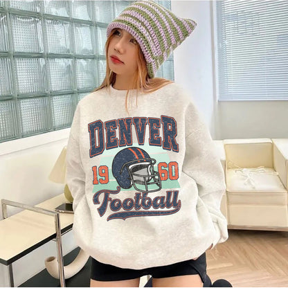 Denver Football Sweatshirt, Denver FOOTBALL Shirt Retro Style 90s Vintage Unisex Crewneck, Graphic Tee Gift For Football Fan Sport