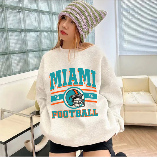 Miami FOOTBALL Sweatshirt, Miami FOOTBALL Shirt Retro Style 90s Vintage Unisex Crewneck, Graphic Tee Gift For Football Fan Sport