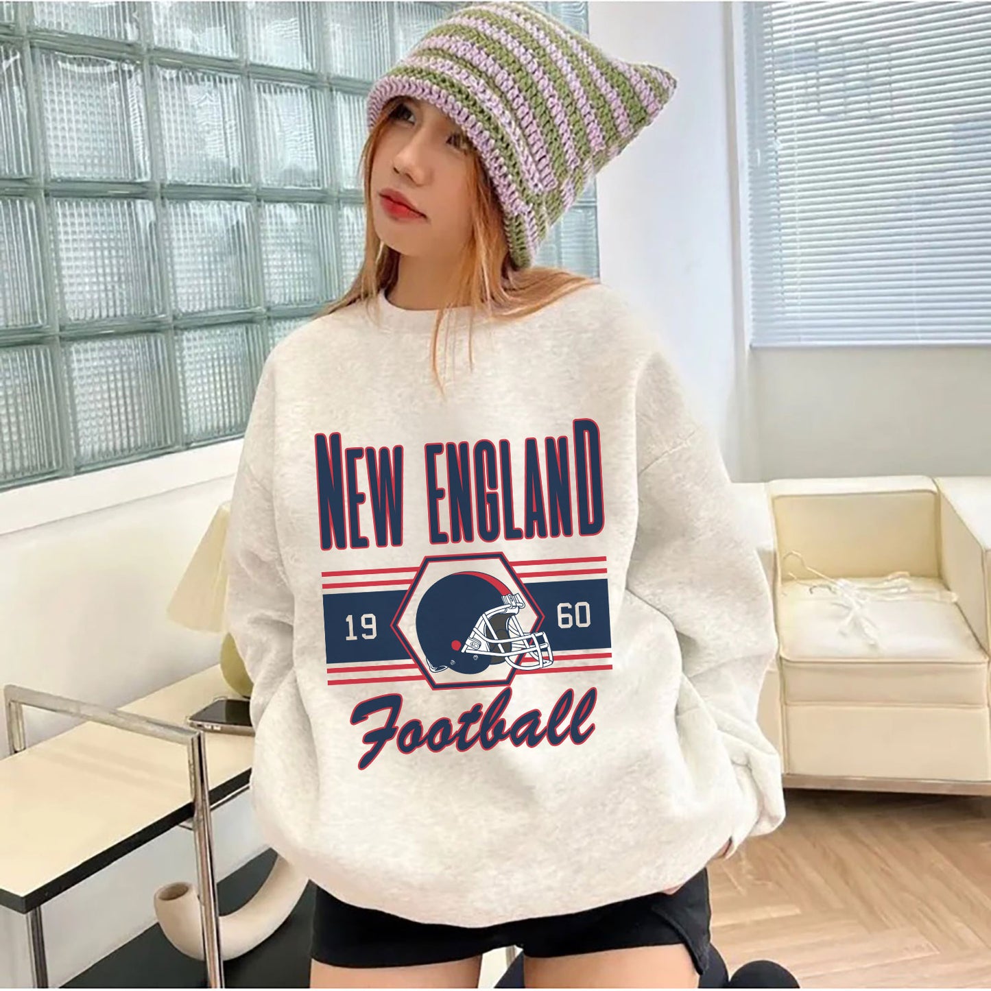 New England FOOTBALL Sweatshirt, New England FOOTBALL Shirt Retro Style 90s Vintage Unisex Crewneck, Graphic Tee Gift For Football Fan Sport