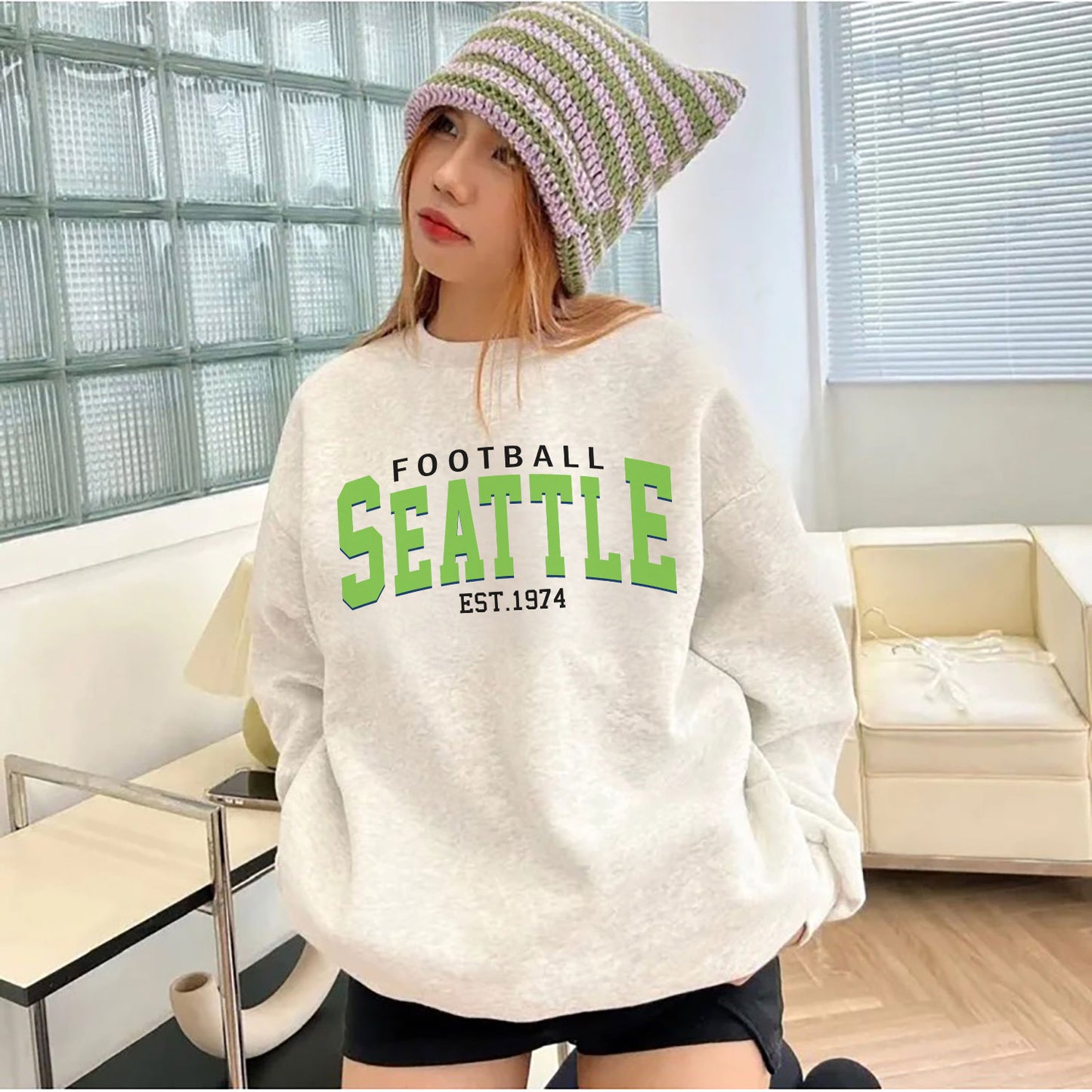 Seattle Seahawks Football Sweatshirt, Seattle Seahawks Football Shirt Retro Style 90s Vintage Unisex Crewneck, Graphic Tee Gift For Football Fan Sport