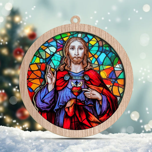 Maisiú Ornáide Coloful Jesus Glass, Ornáid na Nollag 2023, Maisiú na Nollag, Smaoineamh Bronntanais Saoire