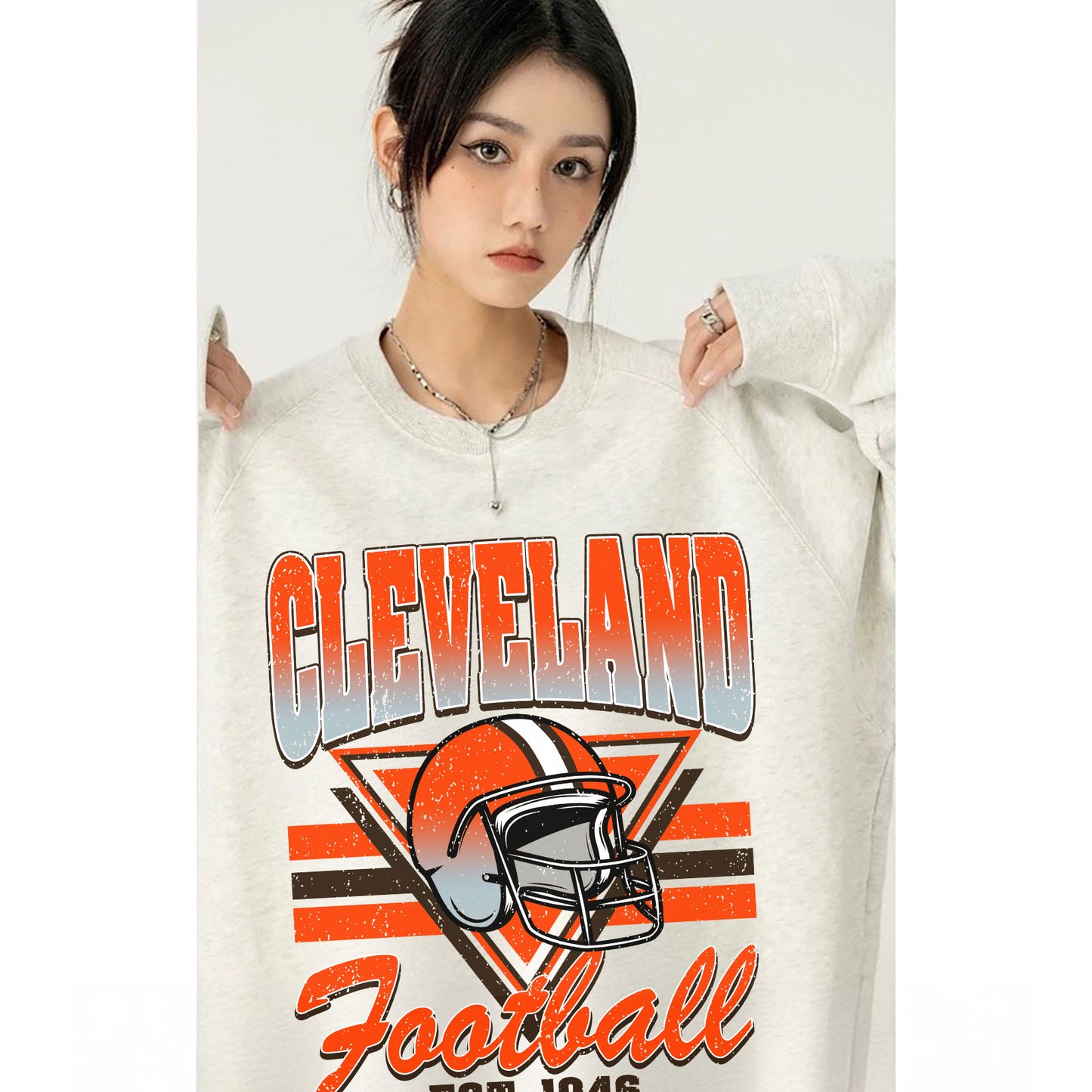 CLEVELEND FOOTBALL EST 1946 Football Sweatshirt, CLEVELEND FOOTBALL EST 1946 Shirt Retro Style 90s Vintage Unisex Crewneck, Graphic Tee Gift For Football Fan Sport