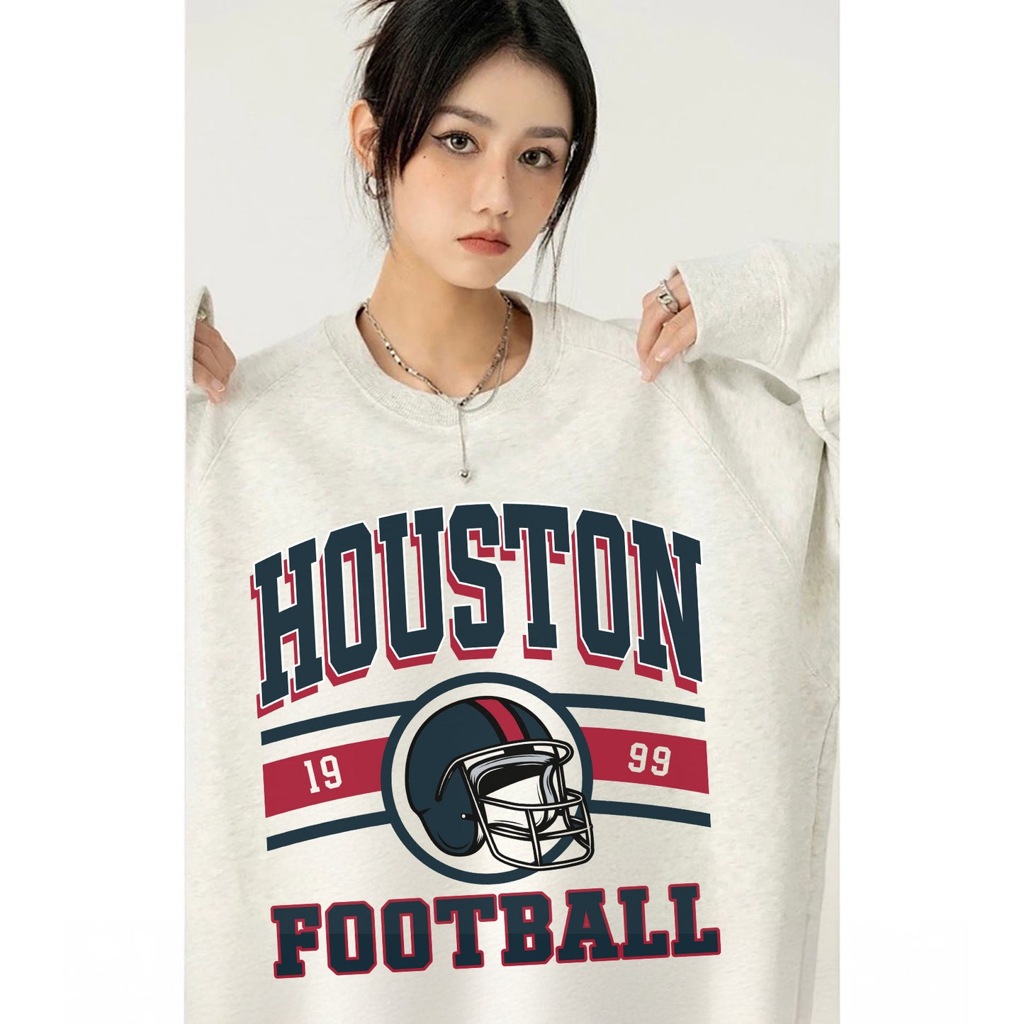Houston FOOTBALL Sweatshirt, Houston FOOTBALL Shirt Retro Style 90s Vintage Unisex Crewneck, Graphic Tee Gift For Football Fan Sport