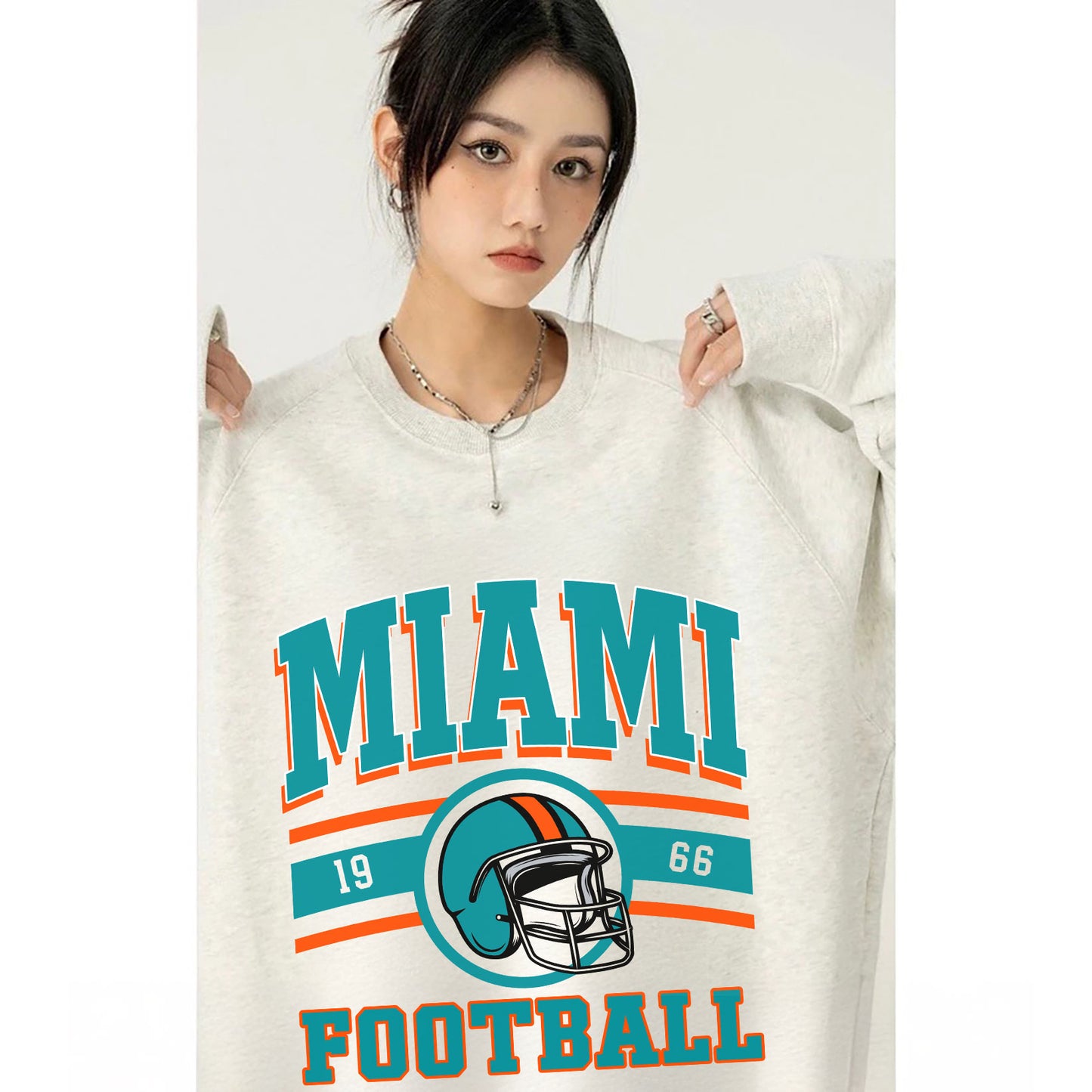Miami FOOTBALL Sweatshirt, Miami FOOTBALL Shirt Retro Style 90s Vintage Unisex Crewneck, Graphic Tee Gift For Football Fan Sport