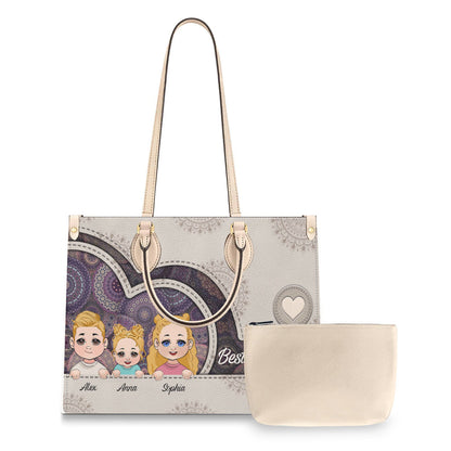 Best Mom/ Grandma/ Aunt/,,, Ever - Personalized Mother Leather Handbag