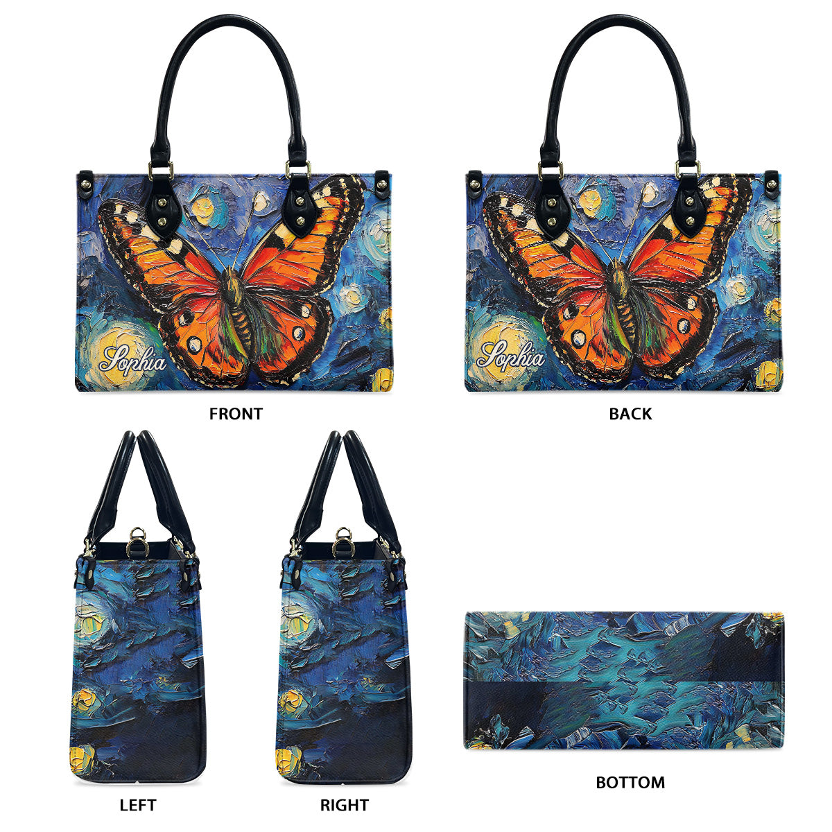 Dreamy Butterfly - Personalized Butterfly Leather Handbag