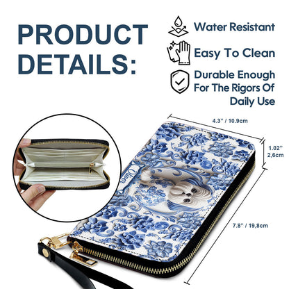 Cute Dog Shih Tzu - Personalized Dog Leather Handbag & Leather Long Wallet