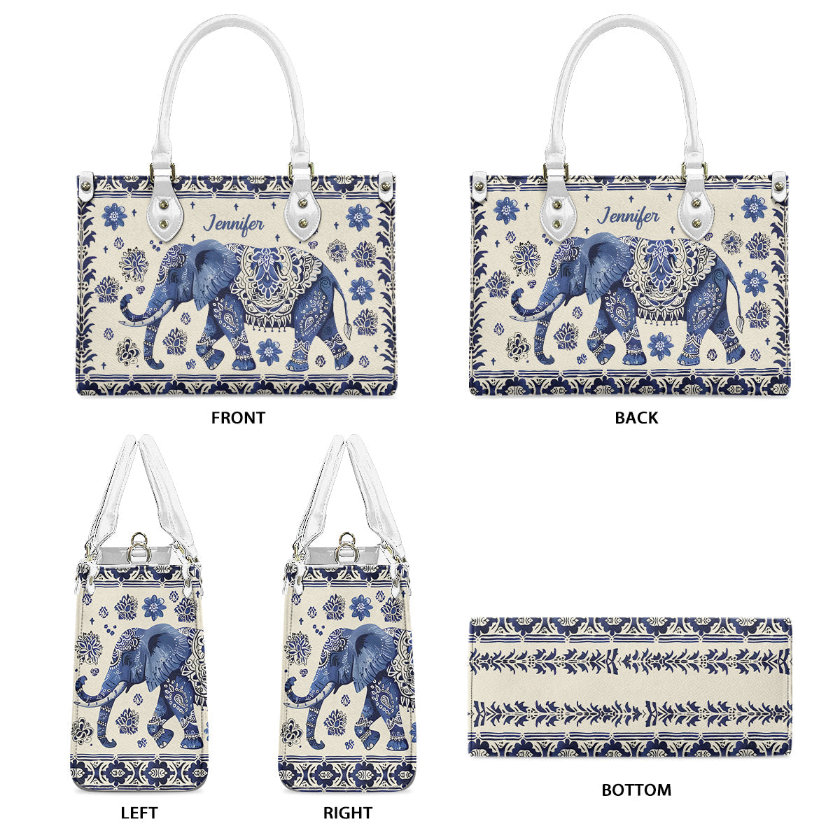 Bohemian Elephant - Personalized Elephant Leather Handbag