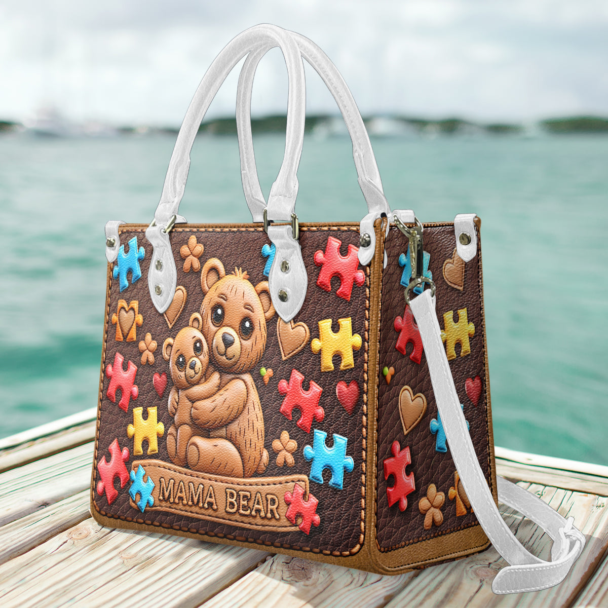 Mama Bear - Autism Awareness Leather Handbag