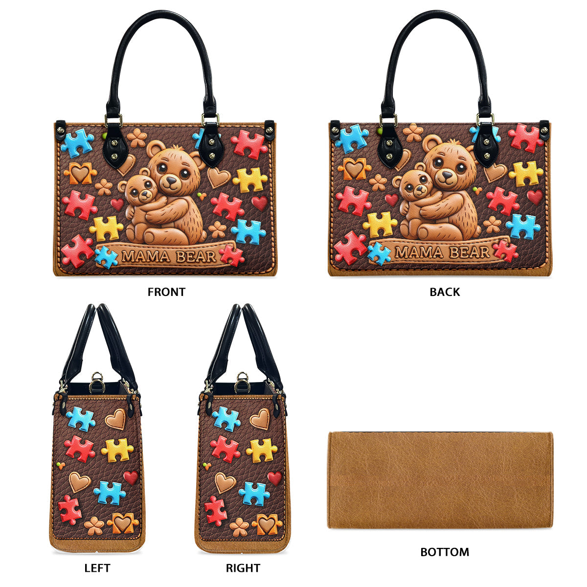 Mama Bear - Autism Awareness Leather Handbag