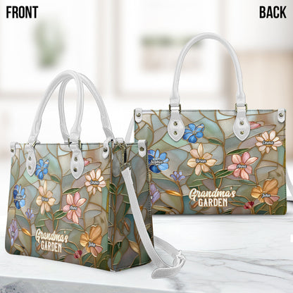Grandma's Garden - Personalized Grandma Leather Handbag